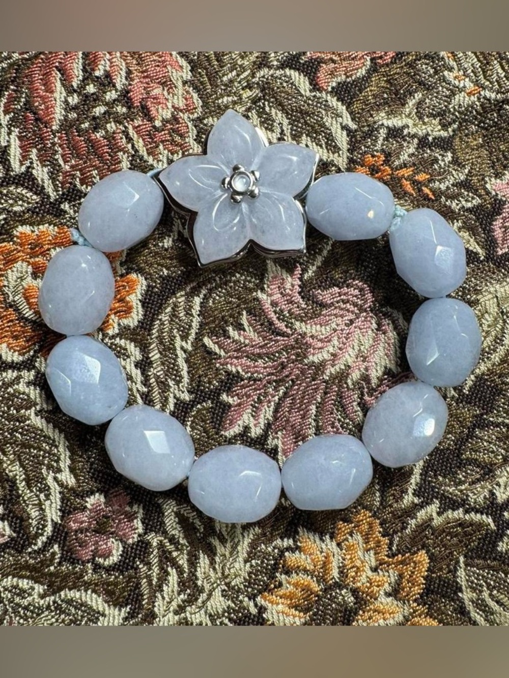 Lavender Flower Bead Stretch Bracelet